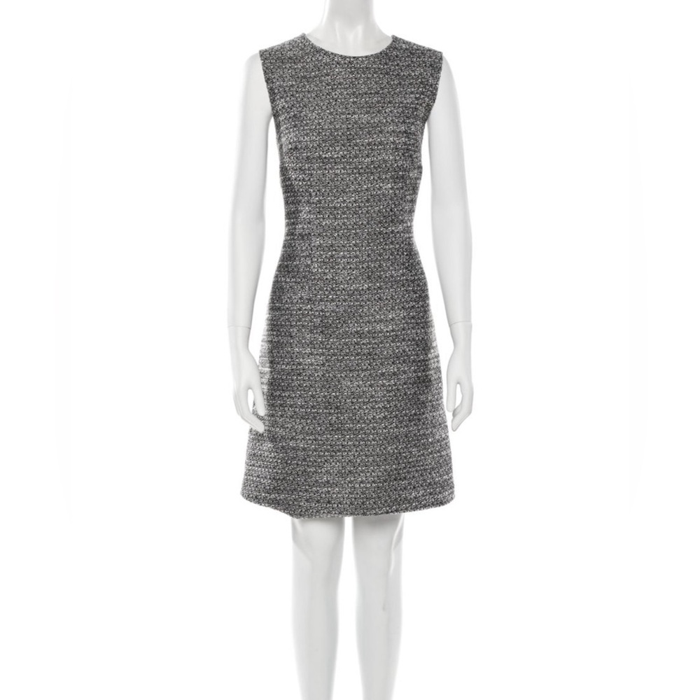 Adam Lippes Collective Gray Tweed Sheath Dress Sleeveless Crew Neck Size 12 - Picture 5 of 14